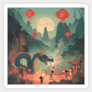 Dragon Festival: Lunar Celebration, Festive Art, and Asian Traditions Sticker